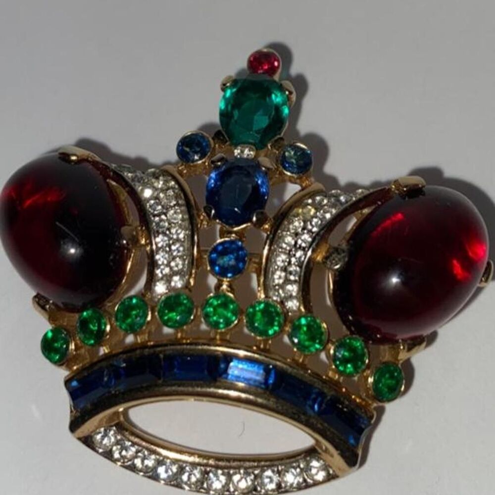 ^vintage Trifari 1950/60 Alfred Philippe coronation crown brooch copyright mark